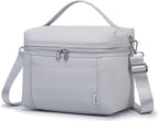NOL Natural Organic Lifestyle Insulated Lunch Bags for Women Cooler Bag Lightweight Nylon Waterproof Lunch Box For Work (Small，Gray White)