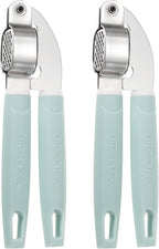 uxcell 2pcs Garlic Press, 7.7 Inch Stainless Steel Garlic Crusher and Peeler Set for Home Cooks and Professional Chefs, Blue