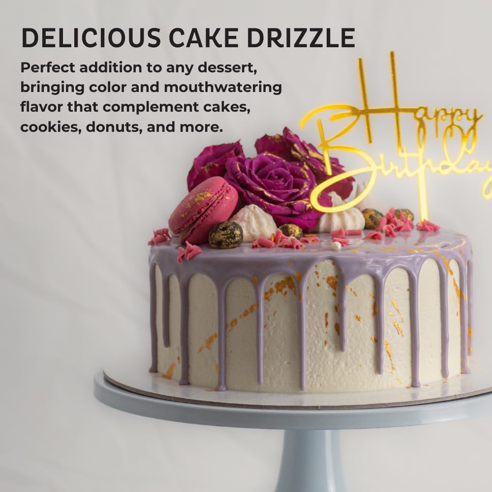 Blueberry-Flavored Cake Drizzle by Chefmaster, Edible Cake Drip Frosting for Decorating, Drip for Cakes, Cupcakes, Cookies, Donuts, 10 oz