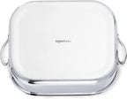 Amazon Basics Stainless Steel Rectangular Roasting Pan with Rack, 16 in