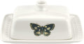 Portmeirion Botanic Garden Harmony Covered Butter Dish, 7.5 Inch - Porcelain Butter Keeper with Butterfly Motif - Dishwasher, Microwave, Freezer, Oven Safe - Vintage Inspired Kitchenware