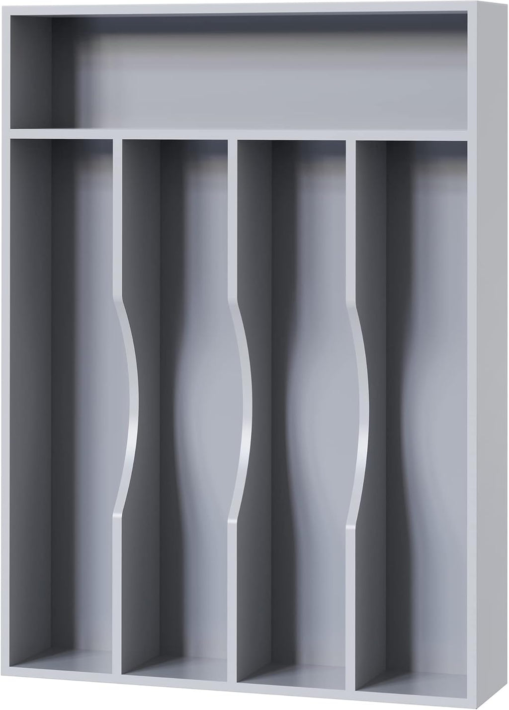 Bellsal Grey Utensil Organizer 10 Inch Silverware Tray for Drawer Utensil Holder Cutlery Organizer Kitchen Drawer Organizer 5 Compartment Small Narrow Bamboo