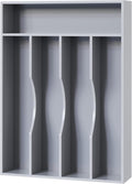 Bellsal Grey Utensil Organizer 10 Inch Silverware Tray for Drawer Utensil Holder Cutlery Organizer Kitchen Drawer Organizer 5 Compartment Small Narrow Bamboo