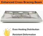 Universal Stainless Steel Griddle Flat Top Plate Grill-Top Griddle Pan with Even Heating Cross Bracing for BBQ Charcoal/Gas Grills, Camping, Tailgating, and Parties (23"*16")