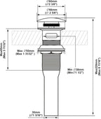 Pop up Sink Drain Stopper for Bathroom Vessel Vanity Sink Art Basin Matte Black ，Big Cap with Overflow, Metal Pop-up Drain Strainer with Detachable Basket Stopper