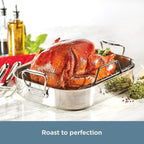 All-Clad Specialty Stainless Steel Roaster and Nonstick Rack 16x13x5 Inch Oven Broiler Safe 600F Roaster Pan, Pots and Pans, Bakeware, Turkey, Silver