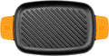 BRA COOKWARE Efficient Iron Rectangular Ribbed Grill | 13 inches x 8.7 inches Cast Iron Rectangular Griddle | All Heat Sources Compatible | PFOA Free | W/o Non-Stick | Silicon Handle | Non Deformable