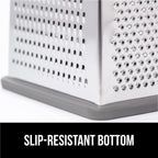 GORILLA GRIP 4-Sided 100% BPA-Free Cheese Grater With Container, Stainless Steel XL Box Graters, Parmesan Shredder, Grate Cheeses, Shred Veggies, Slip Resistant Handle, Dishwasher Safe Zester, Gray