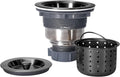 Kitchen Sink Drain 3-1/2 Inch Black Sink Drain Assembly Kit, Removable Deep Sink Strainer Basket with Sink Stopper/Sealing Lid for Home, Kitchen, Stainless Steel