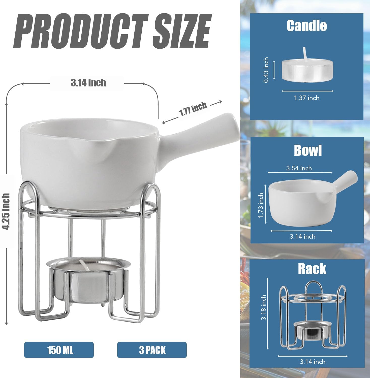 Artestia Butter Warmer for Seafood Set of 4, Ceramic Lobster Butter Warmers with 4 Pieces Tealight Candles for Melting Butter, Chocolate, with Handle, Dishwasher Safe, White