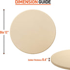 12 Inch Pizza Stone for Oven and Grill, Round Cordierite Baking Stone Thermally Shock Resistant for No More Soggy Pizza, Includes Scraper, Fits Standard Ovens (0.6" Thick)