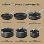 MsMk 10-Piece Pots and Pans Set non stick, Cookware Sets for building a starter kitchen or refreshing, Even Heating, Easy Clean-Up, Comfortable Handling, Induction Compatibility