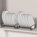 2 Pack Plate Holders Organizers 8 Slots Upright Cabinet Dish Drying Racks Metal Plate Stands (for 6In. 10In. Plates) Dish Organizers for Countertop and Cupboard(at Least 11.2in.Height) Black