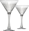 Rolf Glass Matchstick Martini Glass - Set of 2 Stemmed 10 ounce Martini Glasses - Lead-Free Glass - Diamond-Wheel Engraved Cocktail Glasses - Made in the USA