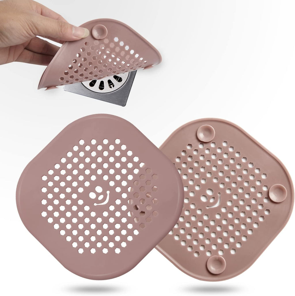 Drain Cover Hair Catcher Drain Plug Hair Stopper Drain Protector for Shower Bathroom Accessories Bathtub Lotus Pink 2 Pack