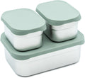 WeeSprout Stainless Steel Lunch Box Set - 750mL & 230mL Food Storage Nested Bento Boxes with Food Grade Silicone Lid - Leak Proof - Freezer Safe (Matte Green)