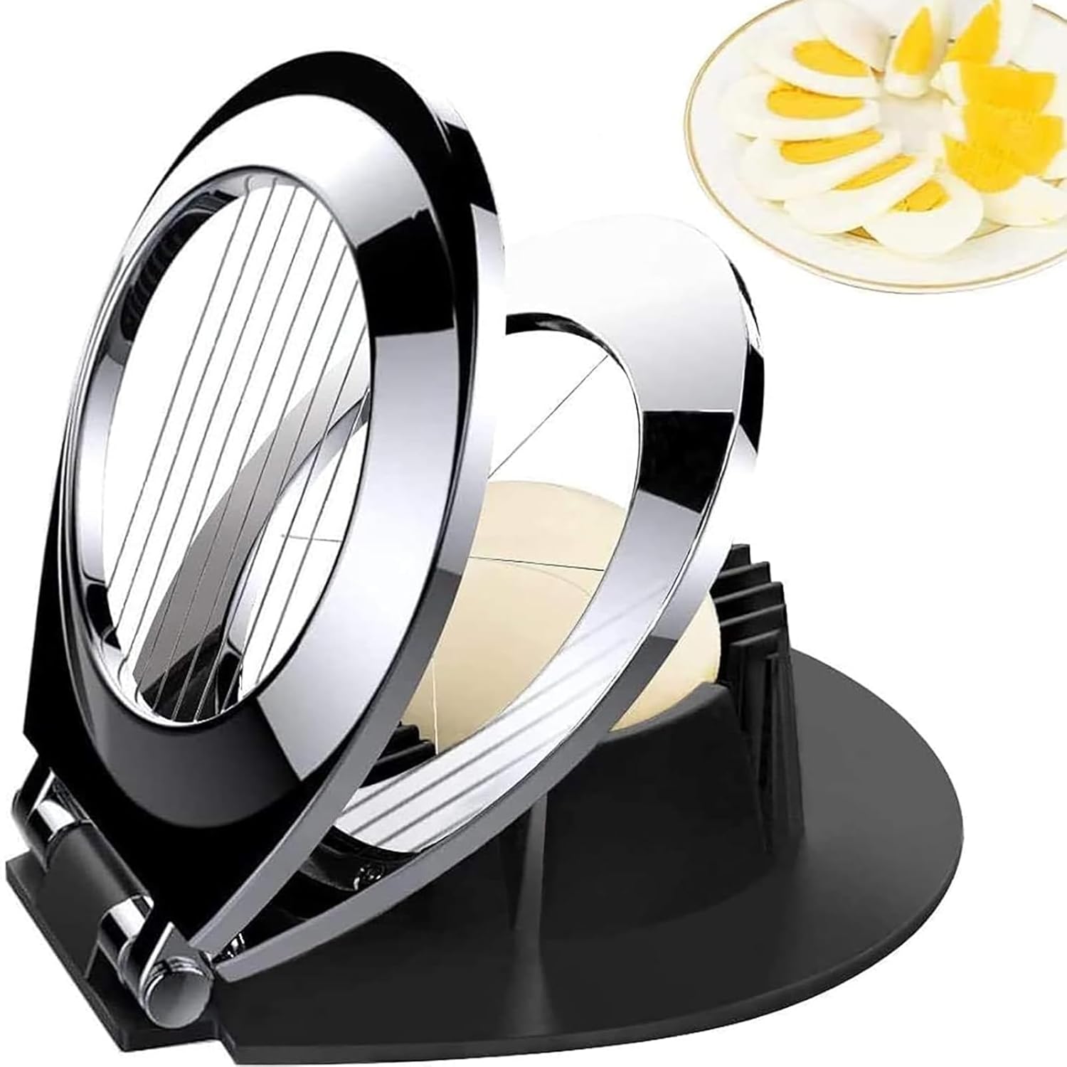 Egg Slicer, BIBURY Egg Slicer for Hard Boiled Eggs, Heavy Duty Egg Cutter for Egg Strawberry Mushroom Soft Fruit, Stainless Steel Wire with 3 Slicing Styles, Easy to Clean