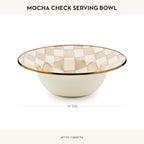MACKENZIE-CHILDS Enamel Serving Bowl, Enamel Serveware Bowl, 12 Inches, Brown-and-White Mocha Check