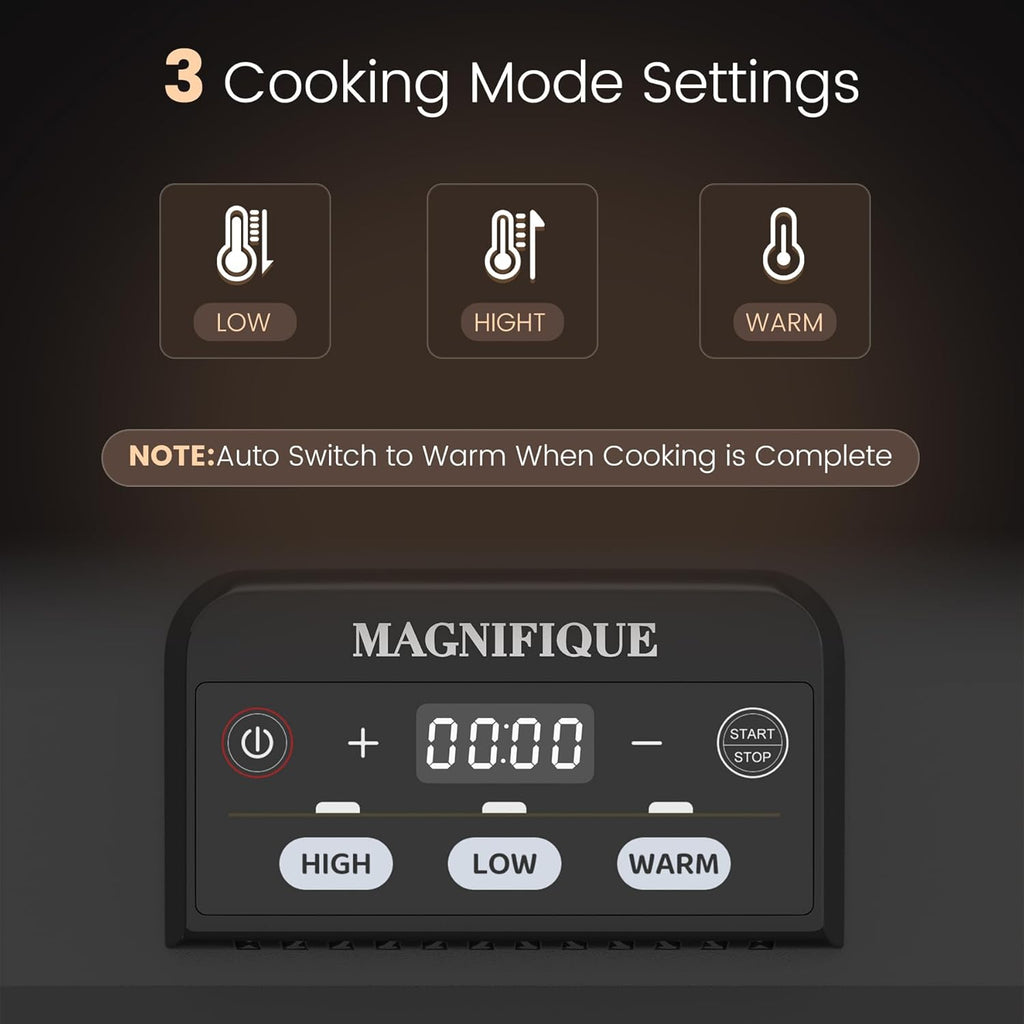 4 Quart Casserole Programmable Slow Cooker with Ceramic Baking Dish - Perfect Kitchen Small Appliance for Family Dinners, Oven Safe and Durable Bakeware for Lasagna, Roasts