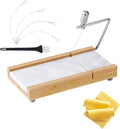 Tianman Cheese Slicer Cheese Cutter with 4 Replacement Cutting Wire,Heavy Duty 8.27"x 4.4",Marble Board Cheese Slicer for Block Cheeses, Butter,Cakes and More(White Grey)