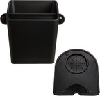 Knock Box Square High Sidewall Design Espresso Knock Box Tamping Mat Espresso Machine Accessories Set of 2 with Removable Knock Bar and Anti-Slip Base for Home Office Espresso Accessories
