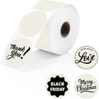 Perco Ivory 2-Inch Perforated Circle Dot Thermal Sticker Labels — 735 Stickers/Roll, Direct Thermal Printer Compatible—with Permanent Adhesive for Organizing, Color Coding, Bin Labeling—Made in USA