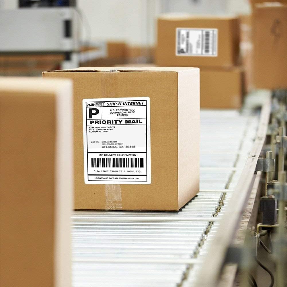 FungLam 4" x 6" Direct Thermal Shipping Labels - Pack of 500 Fanfold Labels - White Perforated, Permanent-Adhesive, Compatible Zebra & Rollo Thermal Label Printer