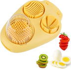 3 In 1 Egg Slicer, Stainless Steel Multipurpose Egg Cutter, 3 Way Egg Dicer for Hard Boiled Eggs, Grape and Tomato Chopper for Strawberry, Salad, Fruit and Vegetable (Yellow)
