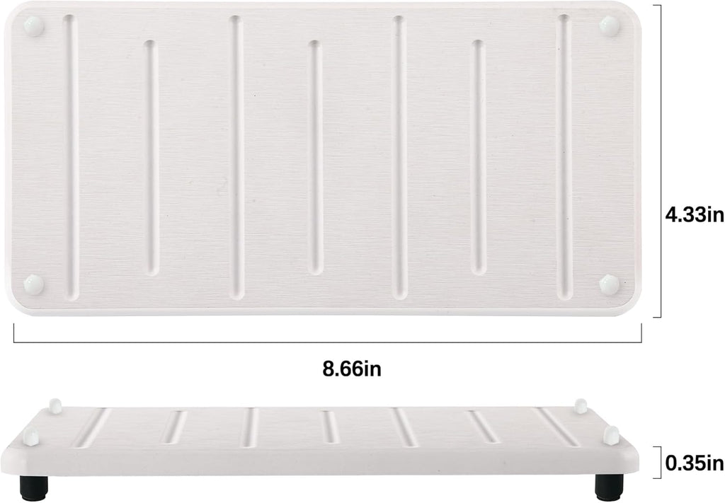 2PCS Water Absorbing Stone Drying Mat for Bathroom Sink & Kitchen Counter Organizer, Instant Dry Soap Dispenser Sponge Holder, Sink Caddy, Vanity Tray (8.66"x4.33"-White)