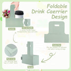 10 Pack 2 Cup Disposable Drink Carrier with Handle Paperboard Coffee Cup Holder Portable for Hot Cold Drinks Food Delivery Services with Heart Card for Teacher Appreciation Week Mother's Day