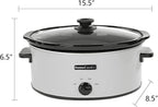 HOMECOOKIN 6 Quart Slow Cooker Oval Manual Pot Food Warmer with 3 Cooking Settings, White Stainless Steel