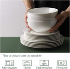 DOWAN Soup Bowls, Ramen Bowl for Noodle, 39 Ounce large Cereal Bowls for Kitchen, 7 Inches Centerpiece Bowls, Microwave and Dishwasher Safe, White