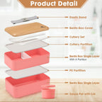 Sinnsally Bento Box for Kids and Adults, Stackable Japanese Bento Lunch Box Containers for Teens/Women with Compartments(47oz),Modern Lunch Containers with Utensil Set,Leak-Proof Lunchbox,Rectangle