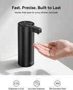 SUNLY Touchless Automatic Soap Dispenser – Clog-Free Pump, 0.2s Fast Sensor, USB-C Rechargeable, Smudge-Resistant Stainless Steel, for Kitchen & Bathroom Soap Dispenser, Black