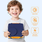 Bento Box for Kids - Leak-Proof Lunch Box with Insulated Thermos Food Jar - 4 Compartments, 1 Removable Divider, 1Spoon, 1 Fork - Dishwasher Safe, BPA-Free (Navy blue)