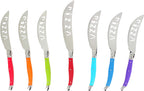 Laguiole 7-Piece Pizza Cutter Set Stainless Steel Smooth Cutting Dishwasher Safe Luxurious Sharp Knife Set for Parties (Rainbow)