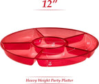 Plasticpro 6 Sectional Round Plastic Serving Tray/Platter (4, Red)