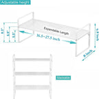 iPEGTOP Expandable Cabinet Storage Shelf Organizer Rack, Heavy Duty Stackable Steel Metal Spice Rack Adjustable Height Pantry Garage Shelf for Counter Kitchen Organization, White - 2 Pack