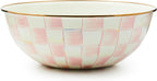 MACKENZIE-CHILDS Enamel Everyday Bowl, Serving Bowl for Entertaining, Extra-Large, Pink-and-White Rosy Check, Set of 1