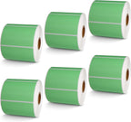 BETCKEY - 3" x 2" Multipurpose & Shipping Labels Compatible with Zebra & Rollo Label Printer,Premium Adhesive & Perforated[Green, 6 Rolls, 4500 Labels]