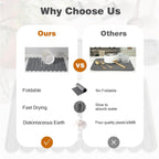 Stone Dish Drying Mat or Kitchen Counter, Quick Dry Stone Mat Kitchen for Dishes Bottles Cups, Large Foldable Diatomaceous Earth Dish Drying Mats Match Any Countertop, Dark Grey