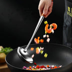 FJNATINH Soup Ladle, 17inches Ladle for wok, 304 Stainless Steel Soup Spoon Cooking Spoon for Kitchen with Wooden Handle