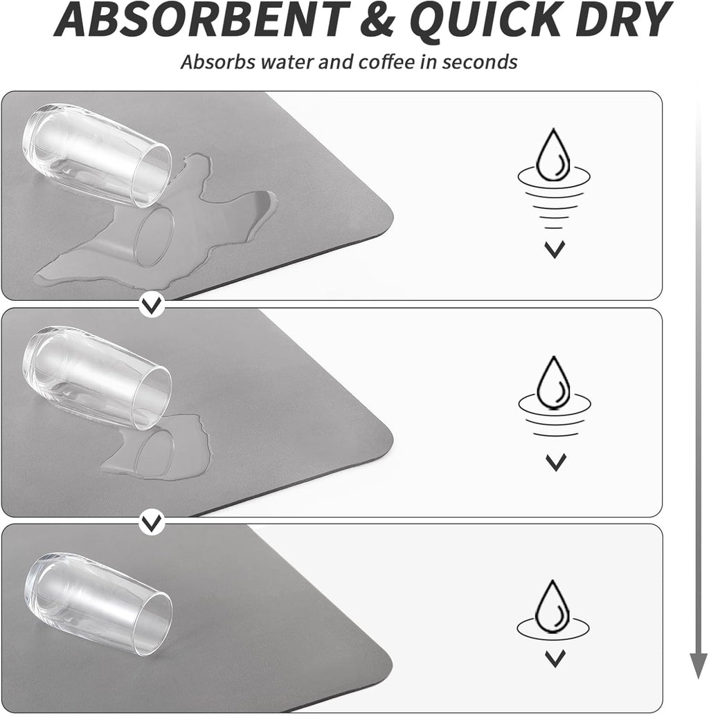 Coffee Mat - Absorbent Hide Stain Rubber Backed Dish Drying Mat for Kitchen Counter - Bar Mats for Countertops Accessories Fit Under Coffee Maker Espresso Machine