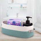 Cotton Rope Woven Toilet Paper Baskets for Organizing Decorative for Boho Decor Small Storage Gift 13"x5.9"x4" Mint Green