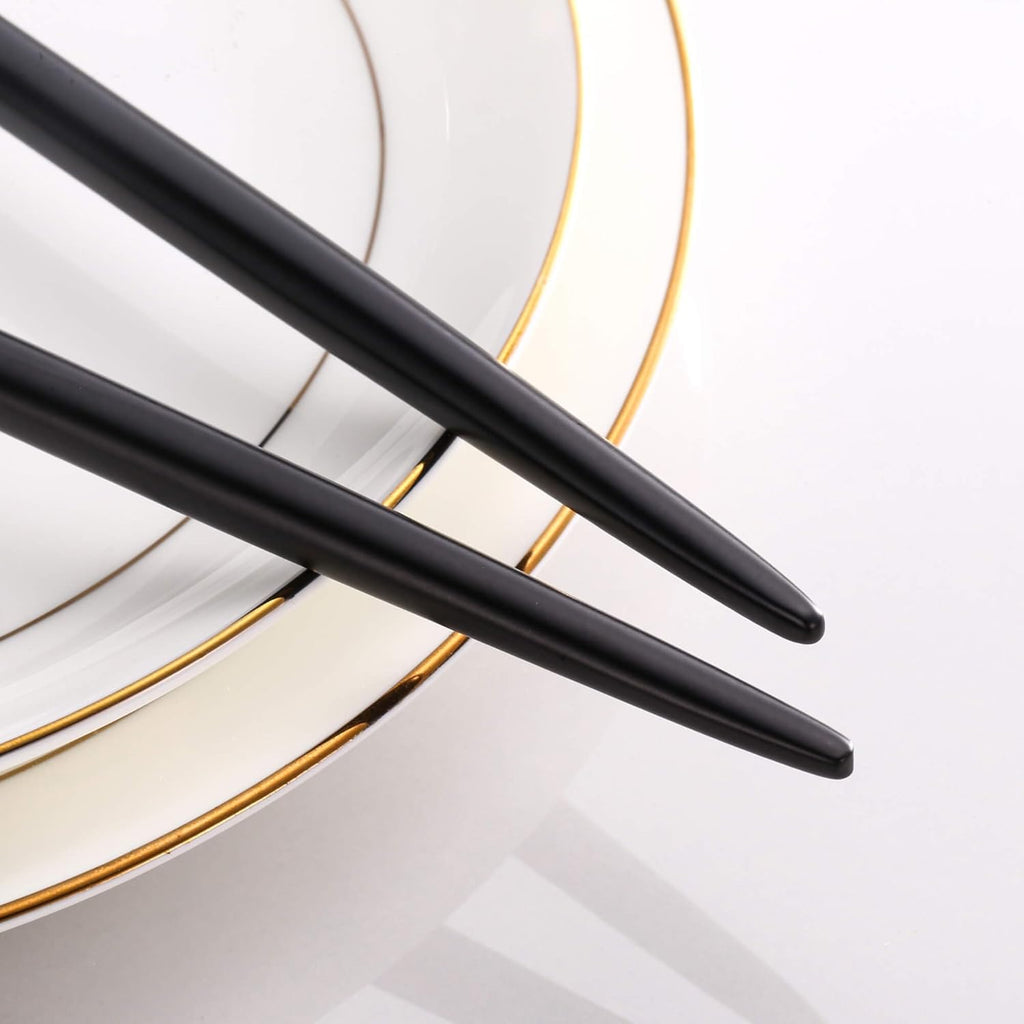 Black Gold Salad Serving Utensils, Stainless Steel Spoons, 2Pcs Long Handle Servers 11.42 Inch, Matte Finish, Dishwasher Safe