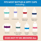 InchBug Orbit Labels - Baby Bottle Name Labels for Daycare, Sippy Cup Bands - Engraved Silicone, Reusable, Dishwasher Safe, White Contrasting Personalization, 4-Pack (Grape Juice)