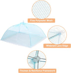 uxcell 3 Pcs Large and Tall Food Covers 17" Mesh Food Covers for Outdoors Collapsible Food Protector Covers Tent for Parties Outdoor Picnics BBQs, Blue