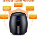 Air Fryer 6.9QT/6.5L, Uten 1700W High-power 8 in 1 Deep Frying Mode, Rapid Heating up, Non-Stick Oven, Oilless Cooking, Fast Heat up/Time Control, LED Digital Touchscreen, Black
