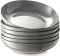 Y YHY 8.5'' Pasta Bowls Set of 6, 30oz Large Salad Serving Bowls for Kitchen, Porcelain Wide Shallow Soup Bowl Plates for Dinner, Microwave Dishwasher Safe, Matte Gray