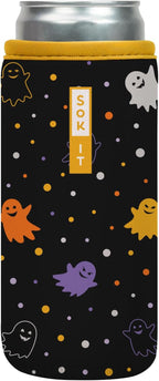 Sok It CanSok Sleeve for Beer & Soda Insulated Neoprene Cover (Ghost Party, 12oz Slim Can Sleeve)